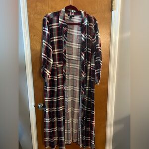 Torrid Maxi Kimono - Challis Plaid Red & Blue